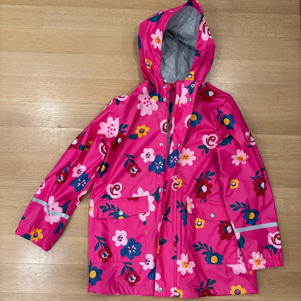 Hanna Andersson Pink Floral Kids Raincoat